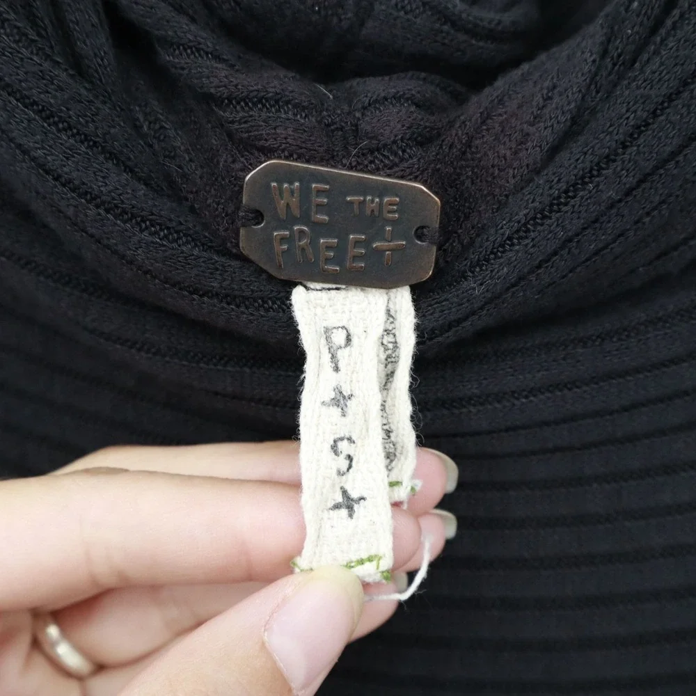 We The‎ Free Thermal Sweater Womens S Black Boho Grunge Slouchy Oversized